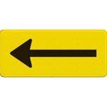 verkeersbord pijlbord, geel bord met zwarte pijl